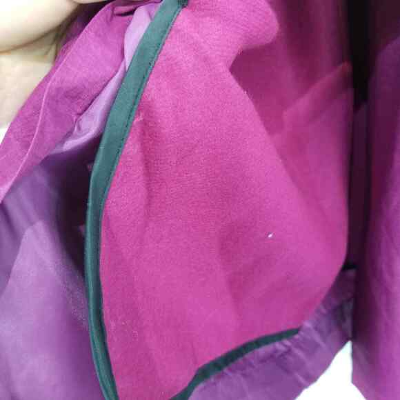 Vintage Women's Portrait Belted Trench Coat Raspberry Purple Size 12 Zip Out - Picture 11 of 12